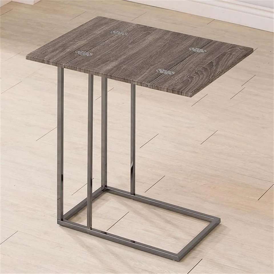 Coaster Contemporary Wood Expandable Accent Table with Metal Base in Gray - Image 2 of 3