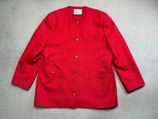 Womens Red Wool Jacket Avoca Ireland Pure New Wool Size XL Minimalist Blazer