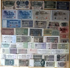 50 verschiedene BANKNOTEN nur DEUTSCHLAND 1908 - 1937 SAMMLUNG, Reichsbanknoten