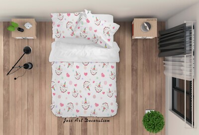 3D Cartoon Unicorn Heart Pattern Quilt Cover Set Bedding Sets Pillowcases 64