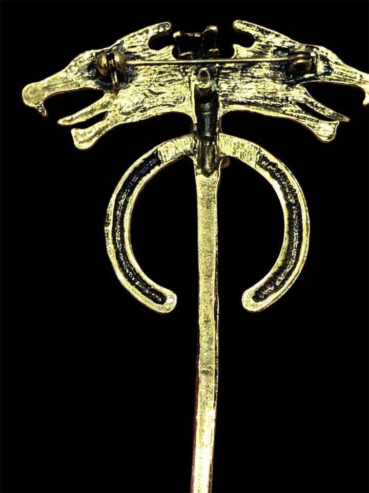 gold tone 3 Headed Wolf GOT Game Of thrones Brooch Pin - Image 4 of 4