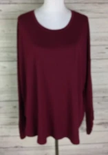 Crown & Ivy Top Women’s Size XL Burgundy Red Long Sleeve Pullover Knit Stretch