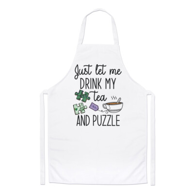 Just Let Me Drink My Tea And Puzzle Köche Schürze Puzzler Introvertiert Kochen