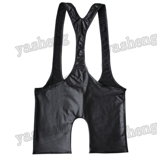 Herren Sexy Wrestling Body Singlet Body Anzug Kunstleder Mankini Body - Bild 2 von 10