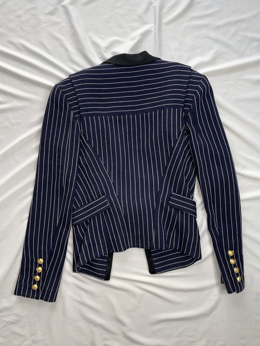 Balenciaga Spring 2005 Navy Striped Military Sailor Jacket Balenciaga Spring 2005 Navy Striped Military Sailor Jacket