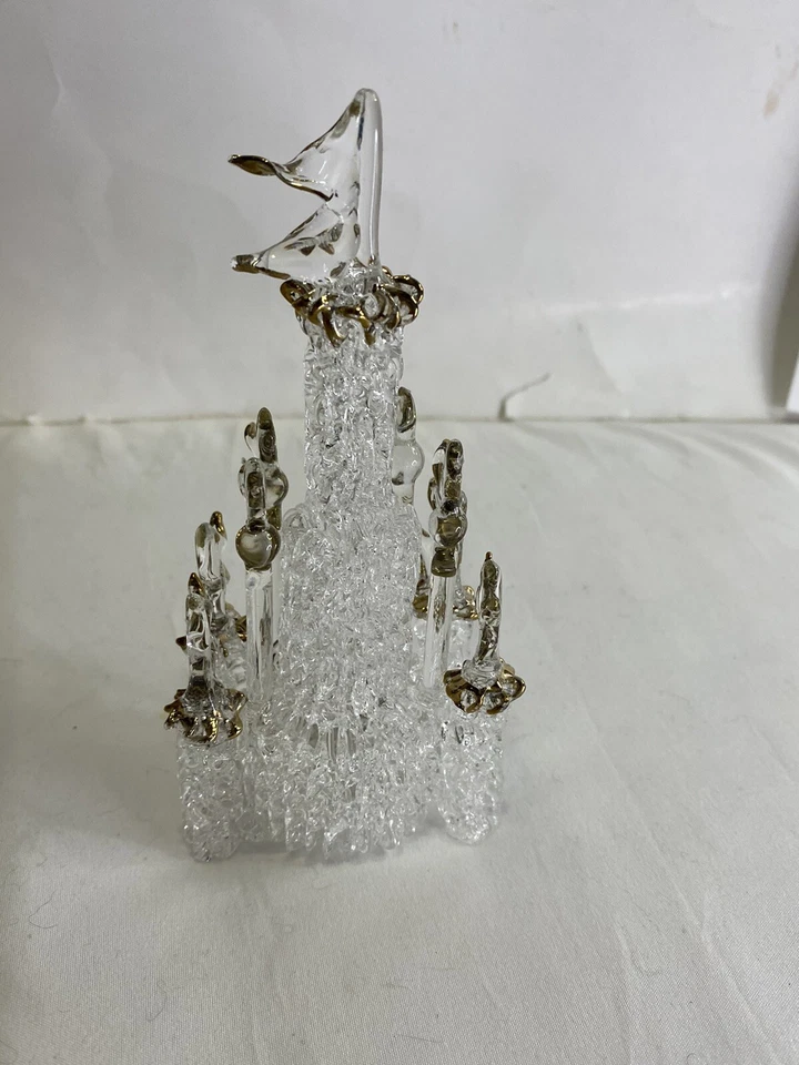 De colección Castillo Boda Pastel Topper Vidrio Soplado Cristal Dorado Vidrio Hilado Foto 2 de 4