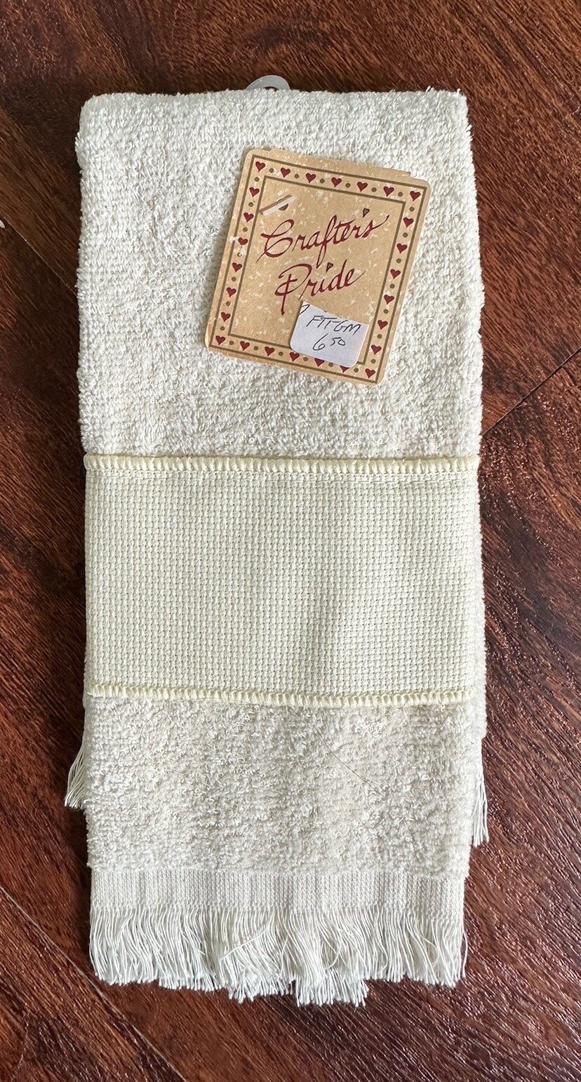 CRAFTER'S PRIDE 11"x18" Cross Stitch Fingertip Towel IVORY - 14 ct 100% cotton