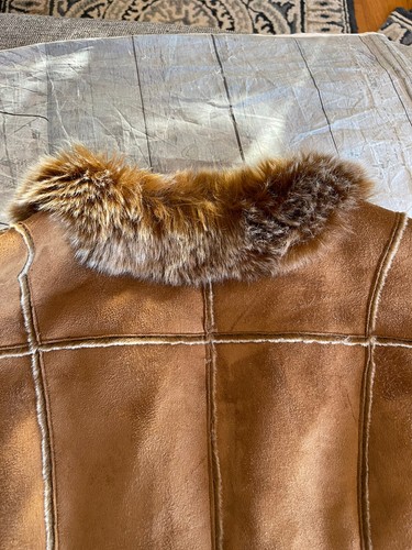 Orvis Womens Med Plush Faux Suede Vest Faux Shearling Fur Waistcoat Brown - Picture 7 of 12
