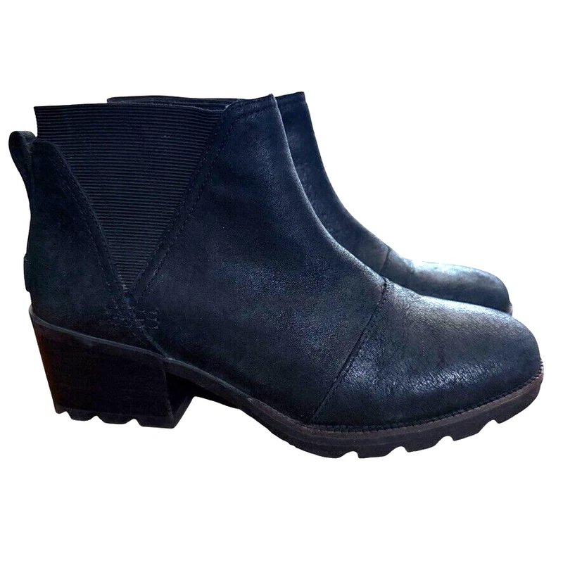 sorel cate chelsea ankle block chunky heel shoes boots