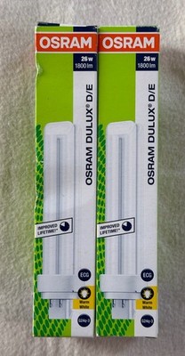 2x OSRAM DULUX D/E 26W 1800lm LUMILUX Cool White G24q-3 Kompakt Leuchtstofflampe