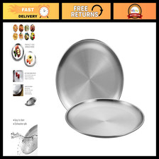 10" Stainless Steel Dinner Plates - Set of 2, Reusable, Dishwasher Safe, Camping