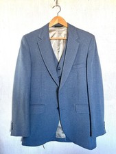 Vintage 70s Disco Leisure Suit Johnny Carson 2Pc Blazer Vest Pinstripe 40R M VTG