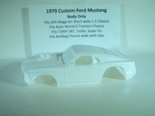 HO scale Slot Car Custom Resin body 1970 White Ford Custom Mustang Fits AFX