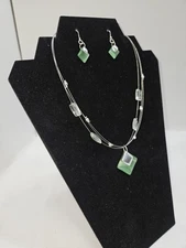 Unbranded Mint green Decorative choker with Accents & matching Pierced Earrings