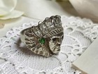 Vintage Sterling Silver Indian Chief Feather Headress CZ Ring Size 9.5 — photo 1