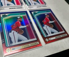 Jackson Chourio Rated Rookie Lot of 4 /w 2 Donruss Blue Holo Foil+ 2 Base, NM RC