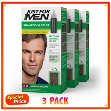 Just for Men H-35 MEDIUM BROWN Hair color Shampoo In  3 pack 