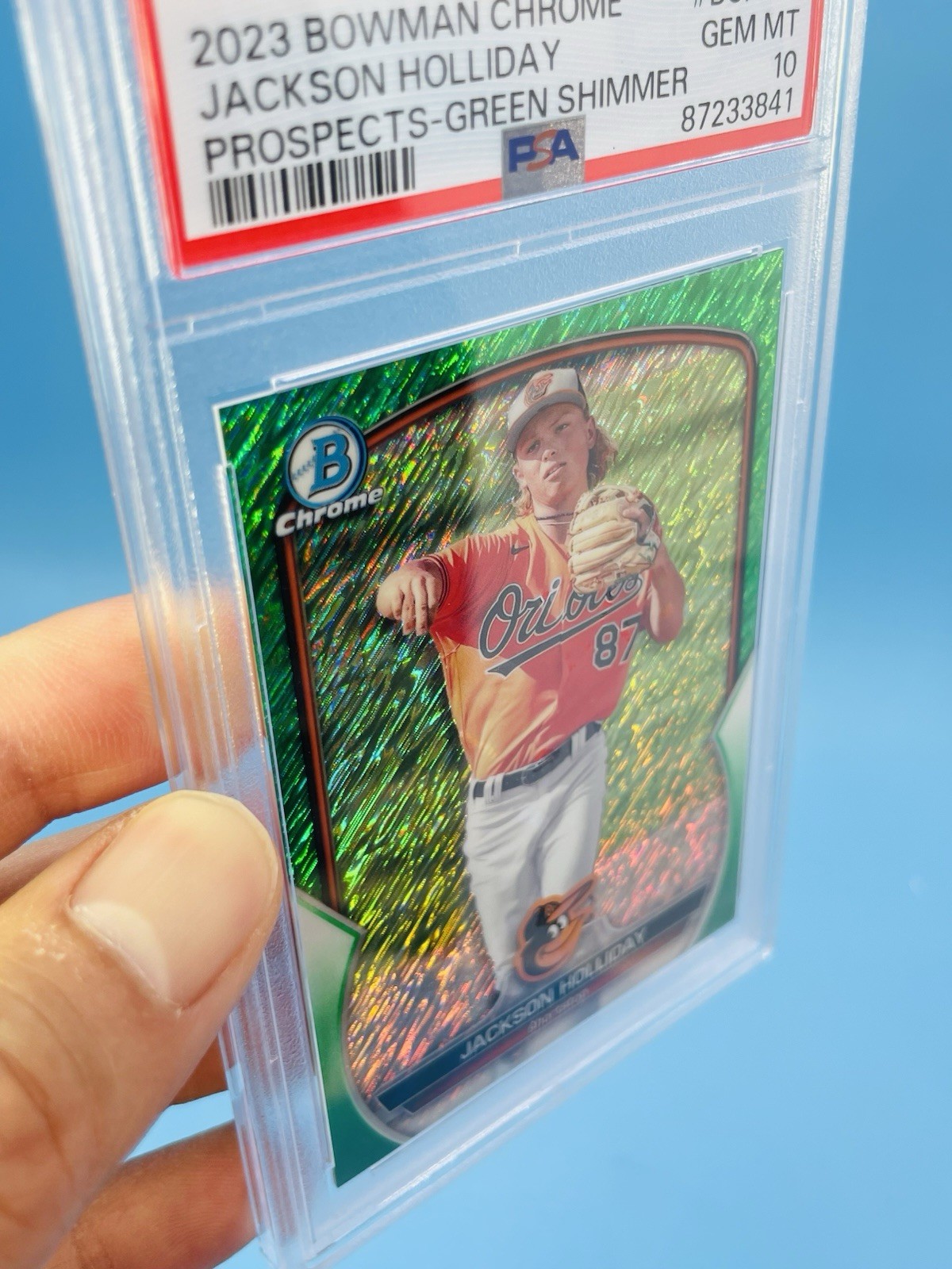 2023 Bowman Chrome ~ JACKSON HOLLIDAY ~ Green RC #'d /99 ~ PSA 10 GEM MINT 🔥 view 5