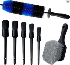 7Pcs Wheel Tire Brush, Car Detailing Kit, 17inch Long Soft Wheel Color: Blue