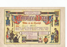 The Overseas Club Certificate Empire Day 1915 WW1 Presented to Annie Hitch