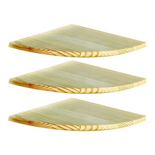 3 X NATURAL WOOD CORNER SHELF SHELVE WALL MOUNTED KITCHEN BEDROOM 28.5 X 28.5 CM
