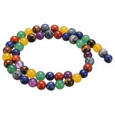 50pcs 7 Mixed Color Natural Stone Beads 6mm Round Loose Bead