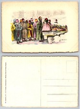 Street Market Fruit Vendors Illustration Postcard