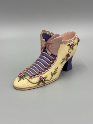 Vyg Victorian Yellow & Purple Shoe Home Decor Trinket Holder For Jewelry
