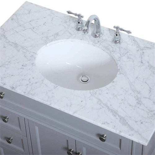 Elegant Decor Williams 36" Single Marble Top Bathroom Vanity in Gray - Picture 10 of 16