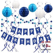 Blue Birthday Decorations - Navy Blue Happy Birthday Banner Blue Decorations
