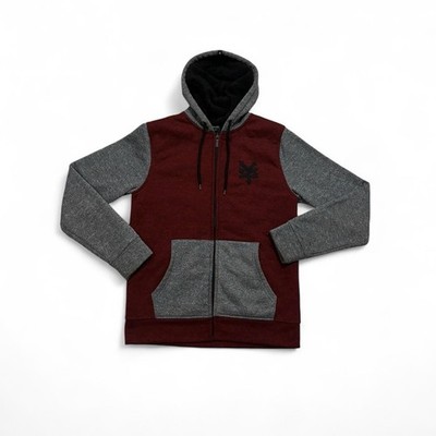 Zoo York Y2K Vintage Full Zip Hoodie Burgundy Gray Skater Streetwear Sz Small