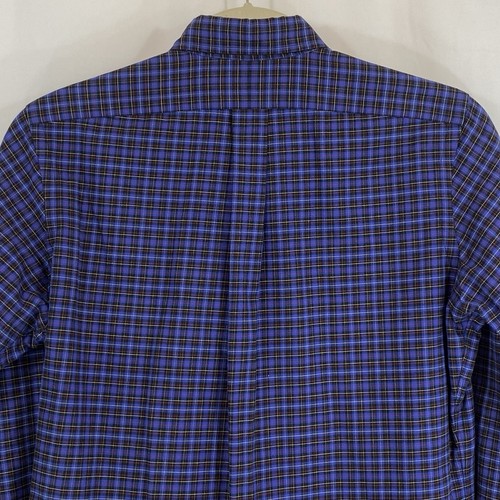 Camisa Ralph Lauren Azul a Cuadros Calce Clásico Algodón Para Hombres M Manga Larga Negro Poni - Imagen 8 de 9