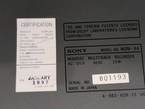 Sony MDM-X4 MkII Minidisc Multitrack Recorder 4-track Music Production Pro Audio - Picture 18 of 21