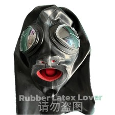 Fitted Latex Hood Mask Glass Eyes Red Nose Tube Teeth Cosplay