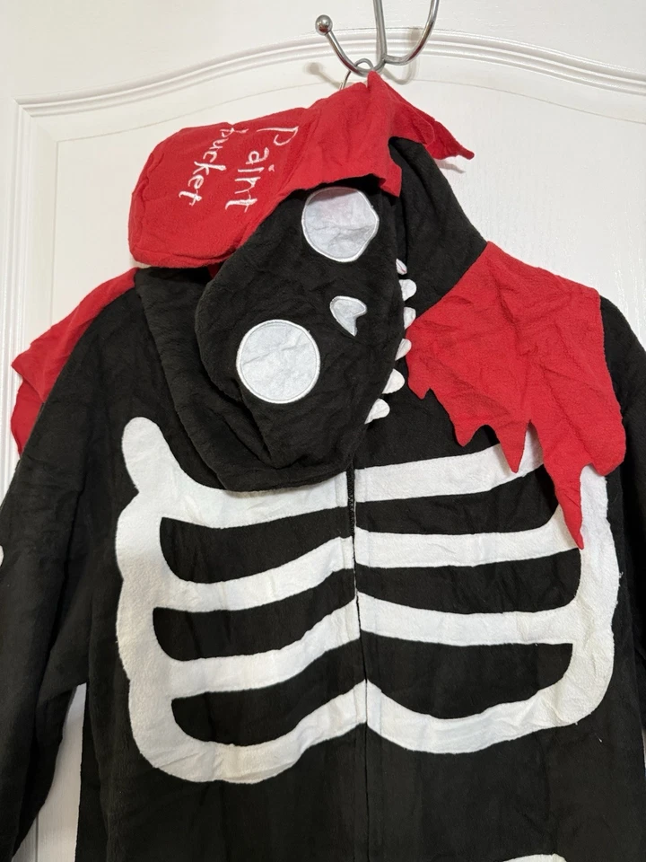 Cubo de pintura esqueleto UNA PIEZA unisex adulto pijama ropa de dormir/disfraz talla: S Foto 3 de 4