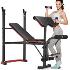 660LBS 8 in 1 Adjustable Weight Bench Workout w/Safety Bar Catches for Home Gym