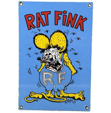 VINTAGE RAT FINK PORCELAIN SIGN HOT ROD ED "BIG DADDY" ROTH GAS OIL FORD RACING