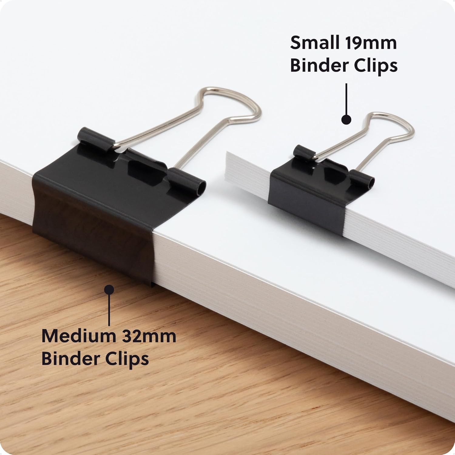 Binder Clips Assorted Sizes Small and Medium Black Silver Steel 80 Count