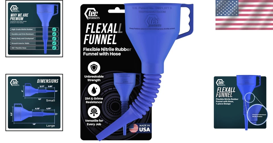 Funil de borracha automotivo 12 polegadas de comprimento flexível à prova de vazamentos uso multi-fluido - Imagem 2 de 4
