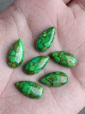 Natural Green Copper Turquoise Long Pear Cabochon 7x14mm To 12x24mm Gemstone