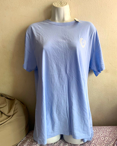 PINK Victoria’s Secret Blue Logo Cotton Knit Crewneck T-Shirt Short Sleeve S/P