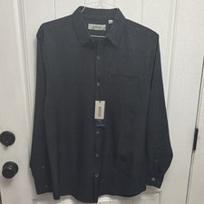 Reaction Kenneth Cole Slim Fit L Stretch Water Repellent Black Dress Shirt