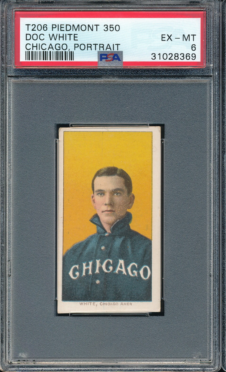T206 Piedmont 350/25 Doc White (Portrait) PSA 6 - Sox - POP 27
