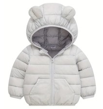 Toddler Winter Coats Puffer Padded Jacket Baby Boys Girls Bear Hoods 1-2T Gray