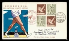 DR WHO 1965 JAPAN FDC SPORTS ATHLETIC MEET BLOCK TO DENMARK M81188