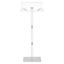 Uimoso Podium Stand 43in Acrylic Lectern Adjustable Angles w/ Metal Base Class