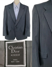 Christian Dior Monsieur Blazer Gray Pinstripe 2 Button Wool Jacket 40R