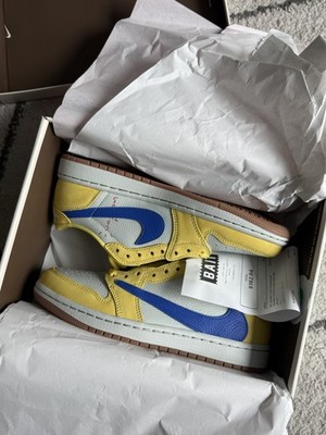 Nike Travis Scott x Air Jordan 1 Low OG Canary Blue Suede DZ4137-700