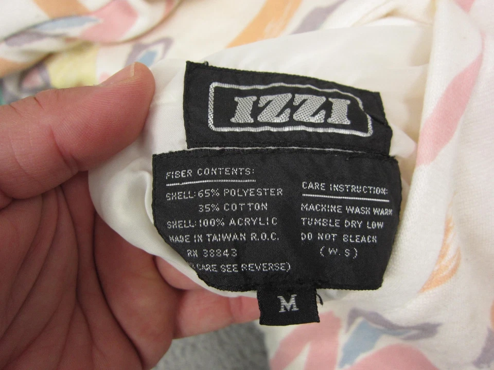 Vintage Izzi Jacket Womens Medium White Abstract Reversible Memphis Design 90s - Image 4 of 4