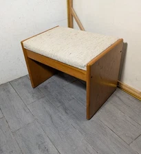 Vintage Vamdrup Stolefabrik Mid Century Danish Modern Teak Vanity Bench Stool